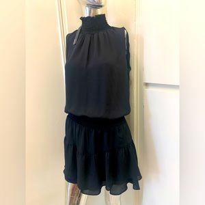 Krisa Turtleneck Smocked Mini Dress Black Small